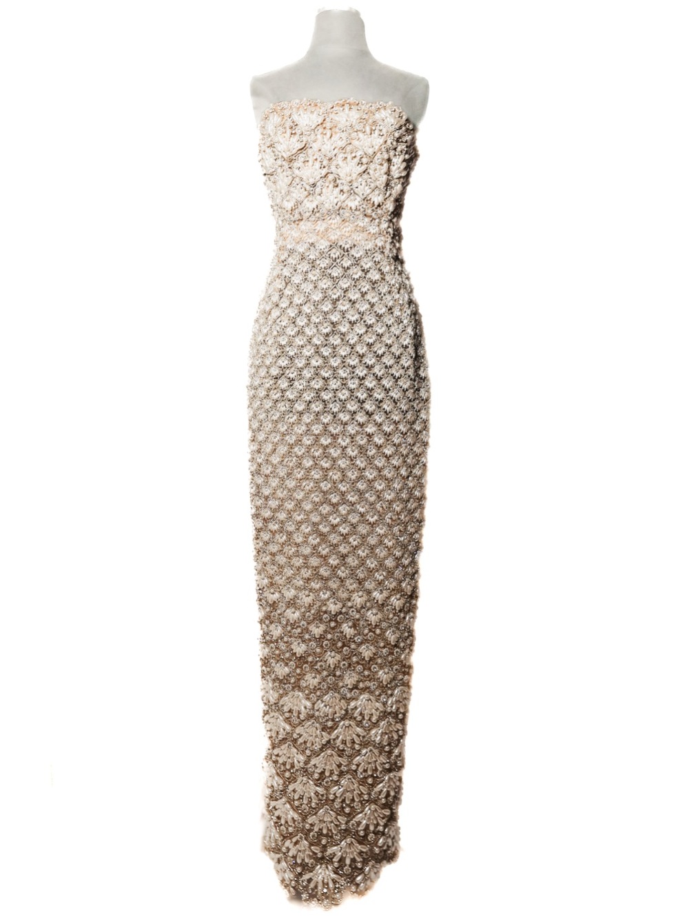 OSCAR DE LA RENTA Pearl Embroidered Scallop Gown XS size 2/4 - Picture 6 of 12